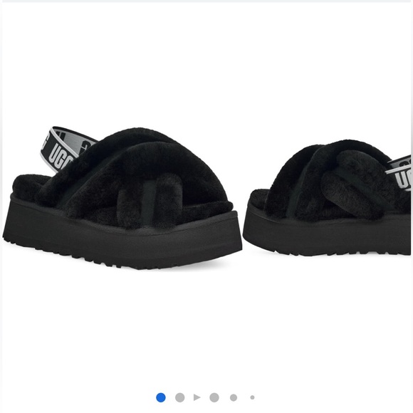 UGG women’s Disco Cross slide sandal backstrap black shearling 10 NEW! - Picture 1 of 3